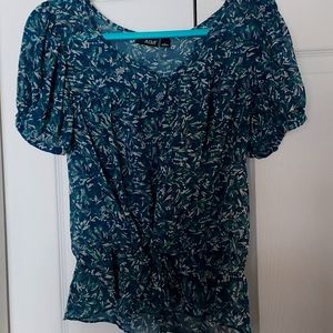 A.n.a  drawstring waist small sheer blouse